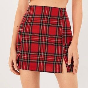 red plaid pencil skirt